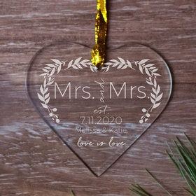 Personalized Love is Love Wedding - MRS Christmas Ornament