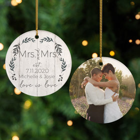 Personalized Love is Love Mrs & Mrs Photo Christmas Ornament