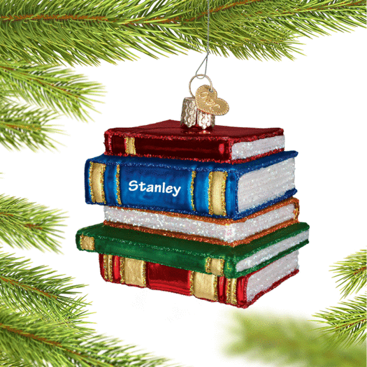 Personalized Stack of Books Christmas Ornament