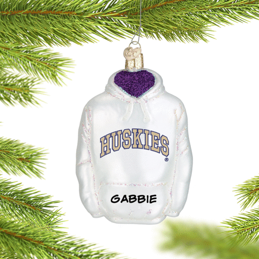 Personalized University of Washington Hoodie Sweatshirt Christmas Ornament