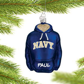 Personalized Navy Hoodie Sweatshirt Christmas Ornament