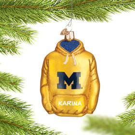 Personalized University of Michigan Hoodie Sweatshirt Christmas Ornament