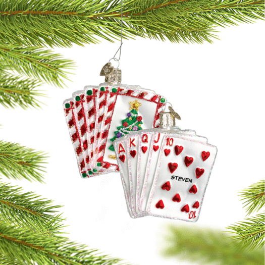 Personalized Royal Flush Poker Hand Christmas Ornament