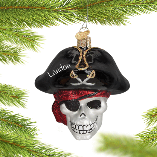 Personalized Jolly Roger Pirate Skull Christmas Ornament