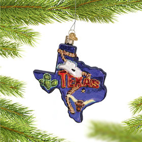 Personalized State of Texas Outline Christmas Ornament