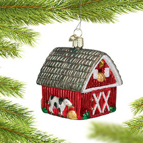 Red Barn with Loft Christmas Ornament