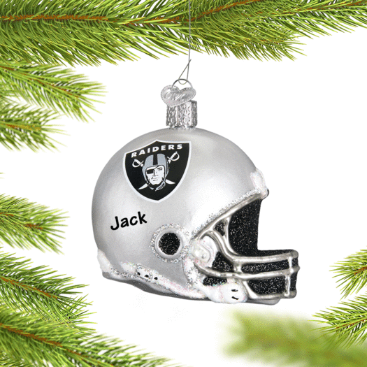Personalized Oakland Raiders NFL Helmet Christmas Ornament