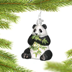 Personalized Panda with Bamboo Christmas Ornament