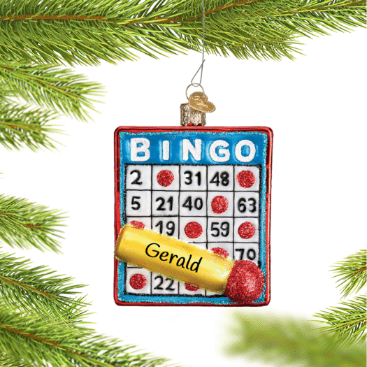 Personalized Bingo Card with Marker Christmas Ornament