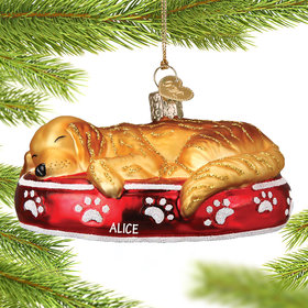 Personalized Sleepy Golden Retriever Christmas Ornament
