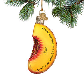 Personalized Peach Slice Christmas Ornament