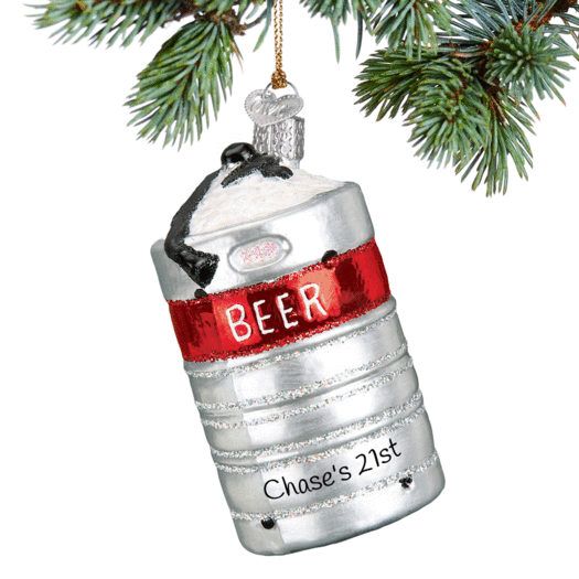 Personalized Aluminum Beer Keg Christmas Ornament