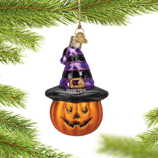Personalized Witch Pumpkin Christmas Ornament