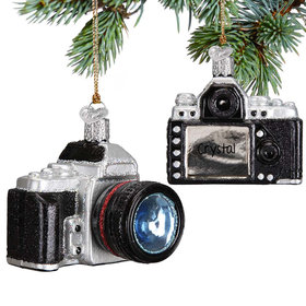 Personalized Glass Camera Christmas Ornament