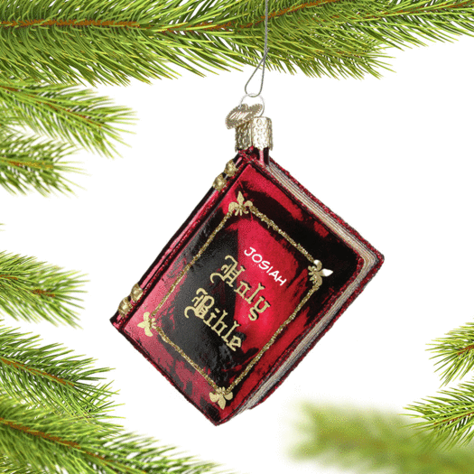 Personalized Holy Bible Christmas Ornament
