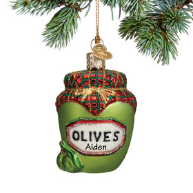 Personalized Jar Of Olives Christmas Ornament