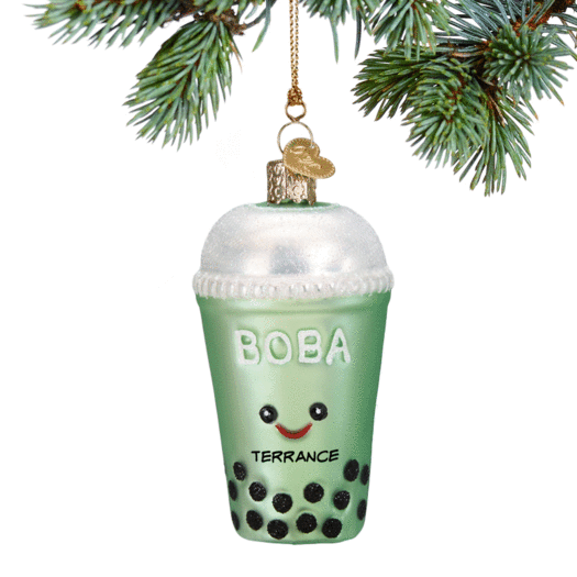 Personalized Boba Tea Christmas Ornament