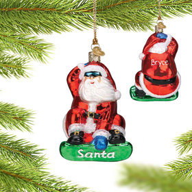 Personalized Snowboarding Santa Christmas Ornament