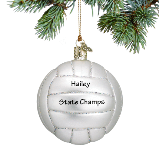 Personalized Glass Volleyball Christmas Ornament