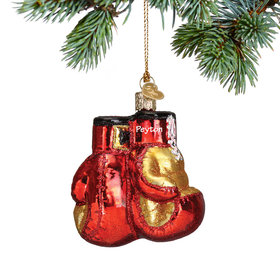 Personalized Glass Boxing Gloves Christmas Ornament