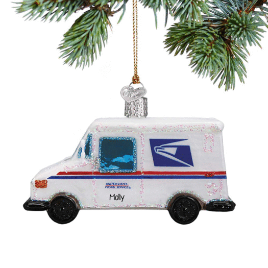 Personalized USPS Mail Truck Christmas Ornament