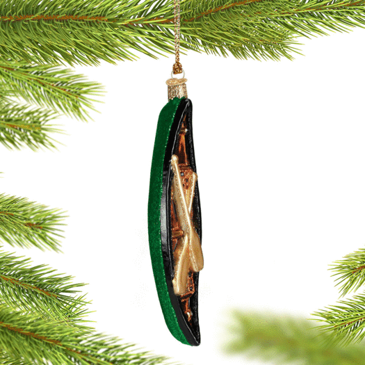 Green Canoe Christmas Ornament