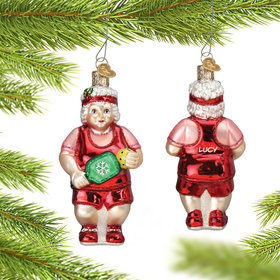 Personalized Pickleball Mrs Claus Christmas Ornament