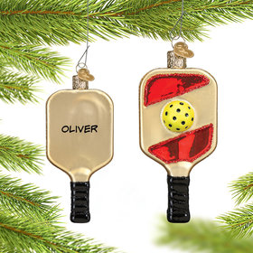 Personalized Pickleball Racket And Ball Christmas Ornament