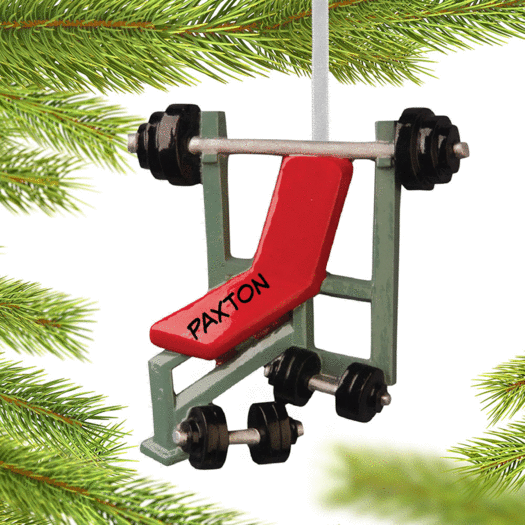 Personalized Workout Bench Press Christmas Ornament