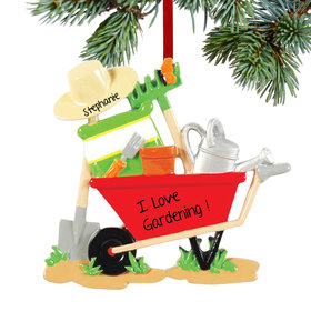 Personalized Gardener Wheelbarrow Christmas Ornament