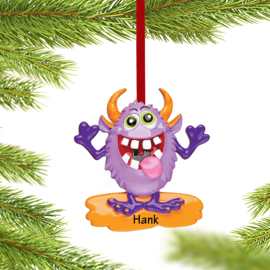 Personalized Goofy Monster Character (Purple) Christmas Ornament