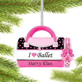 Personalized I Love Ballet Bag Christmas Ornament