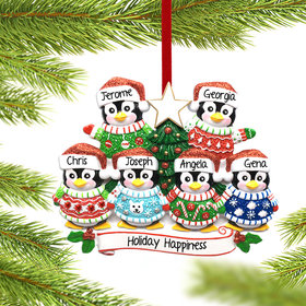 Personalized Penguin Christmas Sweater Family of 6 Christmas Ornament