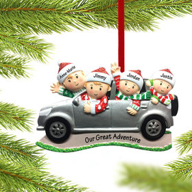 Personalized SUV Family of 4 Christmas Ornament