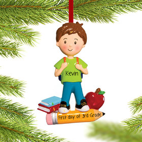 Personalized First Day of School (Boy) Christmas Ornament