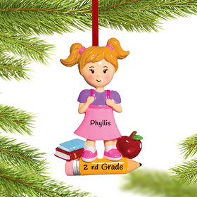 Personalized First Day of School (Girl) Christmas Ornament