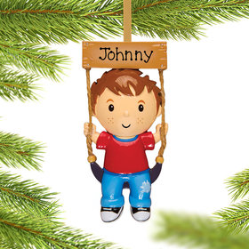 Personalized Swing Boy Christmas Ornament