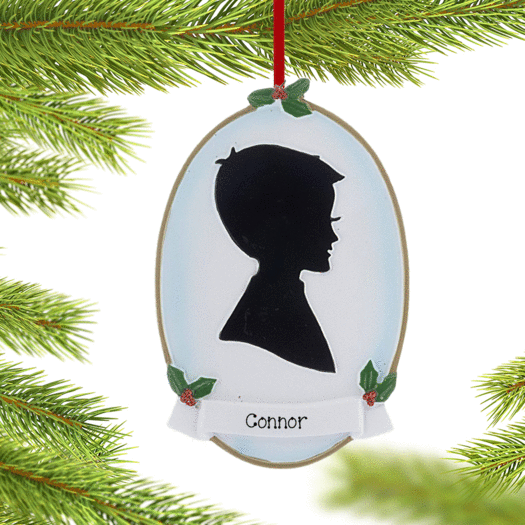 Personalized Silhouette Boy Christmas Ornament