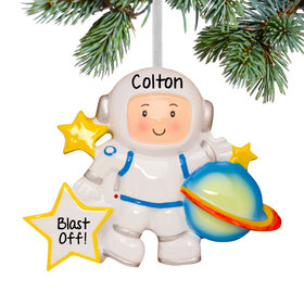 Personalized Space Astronaut with Planet Christmas Ornament