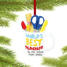 Personalized World's Best Teacher Christmas Ornament