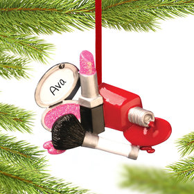 Personalized I Love Makeup Christmas Ornament