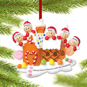 Gingerbread House Family of 5 Grandparents Christmas Ornament