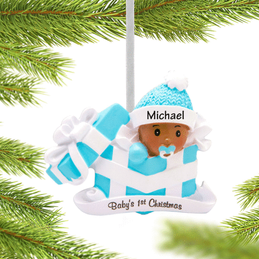 Personalized Baby Boy First Christmas Present Christmas Ornament