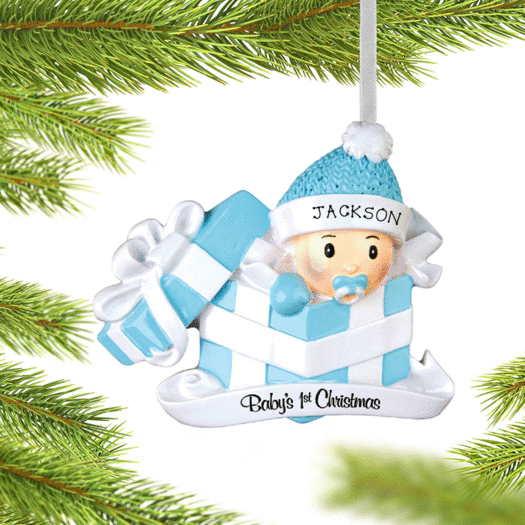 Personalized Baby Boy First Christmas Present Christmas Ornament