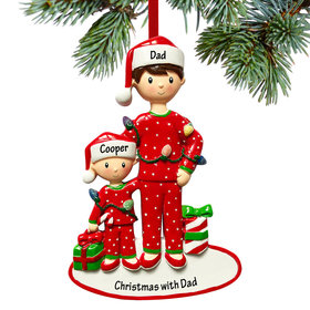 Personalized Single Dad with One Child Christmas Ornament