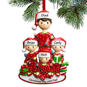 Personalized Single Dad with Three Child Christmas Ornament