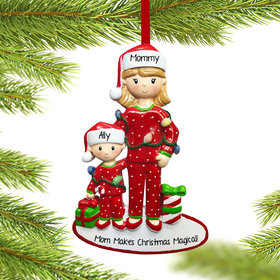 Personalized Single Mom with One Child Christmas Ornament