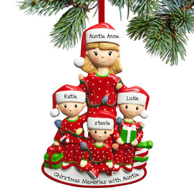 Personalized Single Mom with Three Children Christmas Ornament