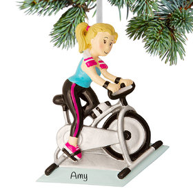 Personalized Spin Class Rider Christmas Ornament