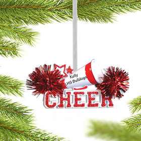 Personalized Cheer with Megaphone Red Christmas Ornament
